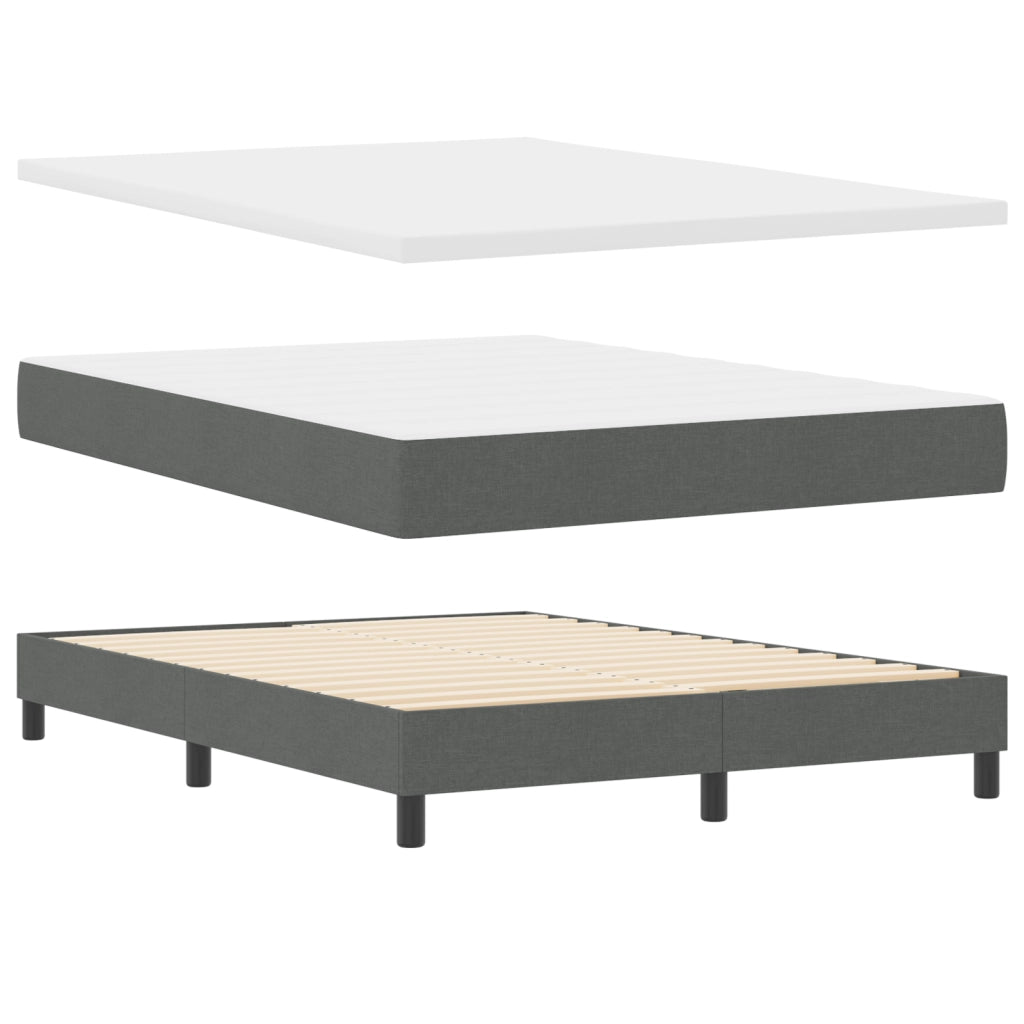 Letto a molle con materasso e LED Grigio Scuro 140x200 cm Tessuto