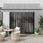 Tenda retrattile-Tenda parasole per balcone Antracite e Bianca 3,5x2,5m Tessuto/Alluminio 742219