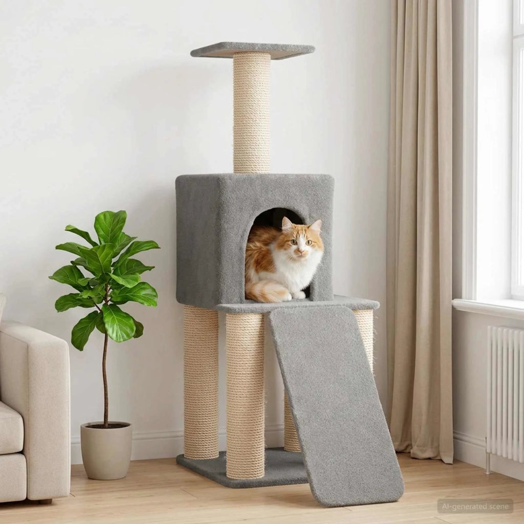 Albero per gatti con pali per graffiare in sisal Grigio Chiaro 42033043