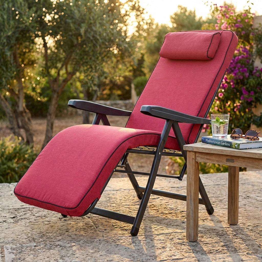 Poltrona Sdraio relax reclinabile in Tessuto Acciaio cm 155x60x60 - MORTY