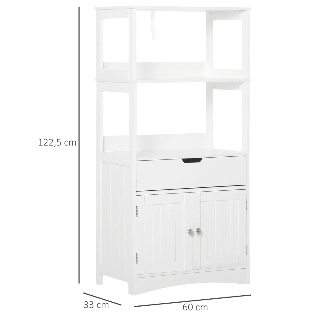Mobile bagno salvaspazio ¨C Xylo ¨C 2 ante, cassetto, 3 ripiani, bianco, 60x33x122 cm
