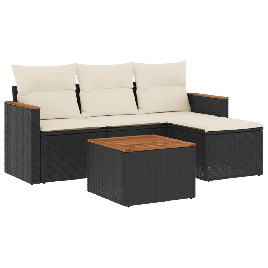 Set Divani da Giardino 5 pz con Cuscini in Polyrattan Nerocod mxl 112357