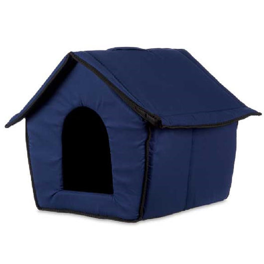 Casetta Pieghevole per Animali Domestici in Tessuto Blu 47x46x40cm Cani e Gatti