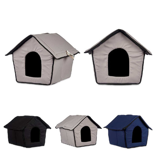 Casetta Pieghevole per Animali Domestici in Tessuto Nero 47x46x40cm Cani e Gatti