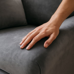 Divano 3 Posti con Rivestimento in Velluto Grigio Premium Sofa Relax 212x75x87cm