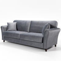 Divano 3 Posti con Rivestimento in Velluto Grigio Premium Sofa Relax 212x75x87cm