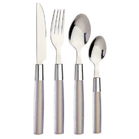 Kit 16 Posate Acciaio Manico Marrone con Supporto Scolaposate Design Moderno