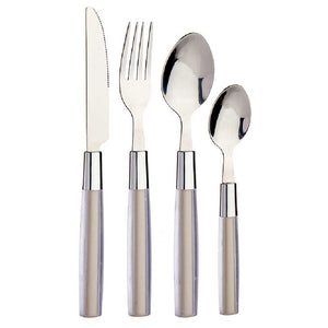 Kit 16 Posate Acciaio Manico Marrone con Supporto Scolaposate Design Moderno