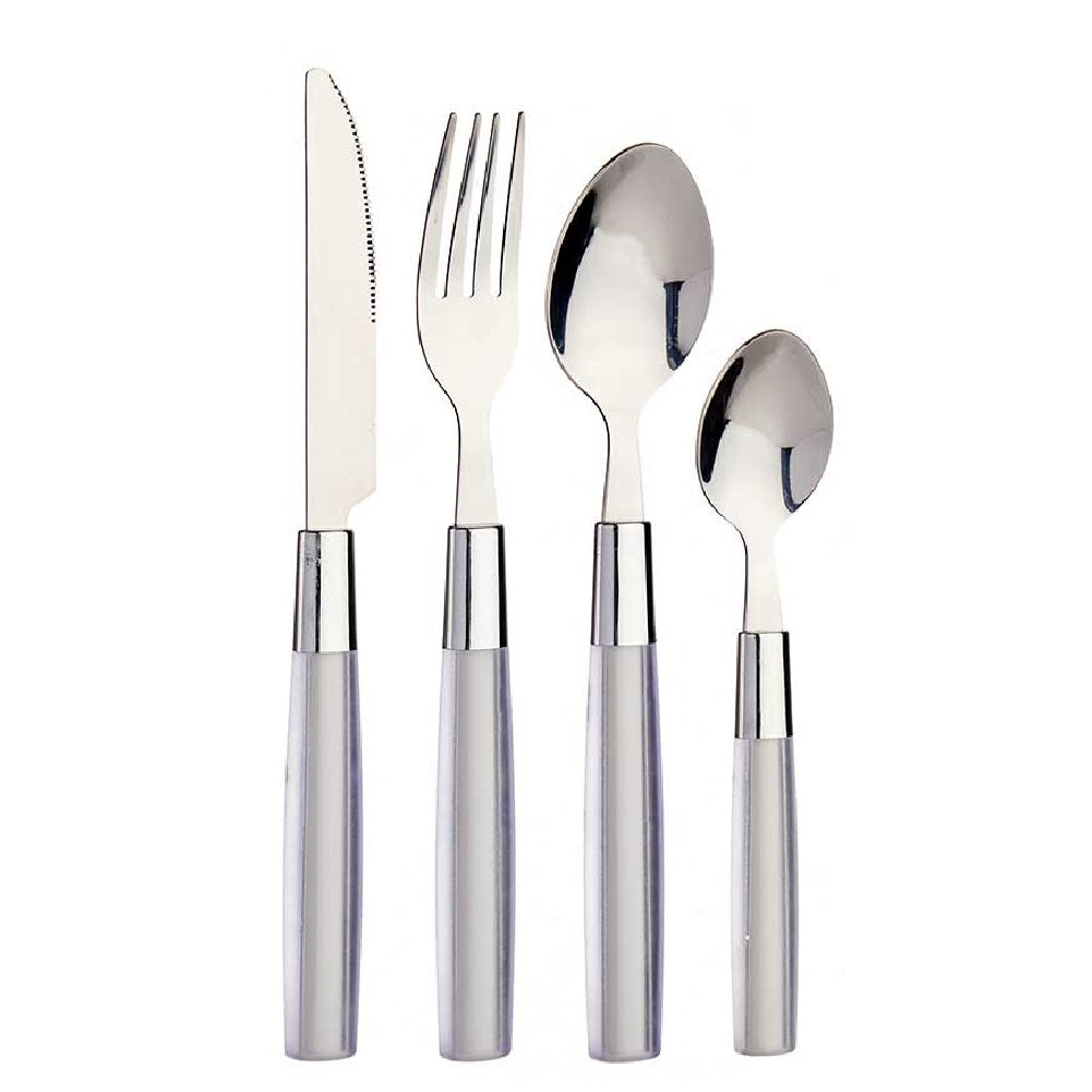 Kit 16 Posate Acciaio Manico Grigio con Supporto Scolaposate Design Moderno