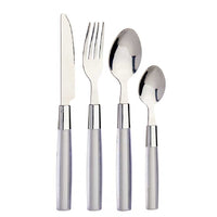 Kit 16 Posate Acciaio Manico Grigio con Supporto Scolaposate Design Moderno