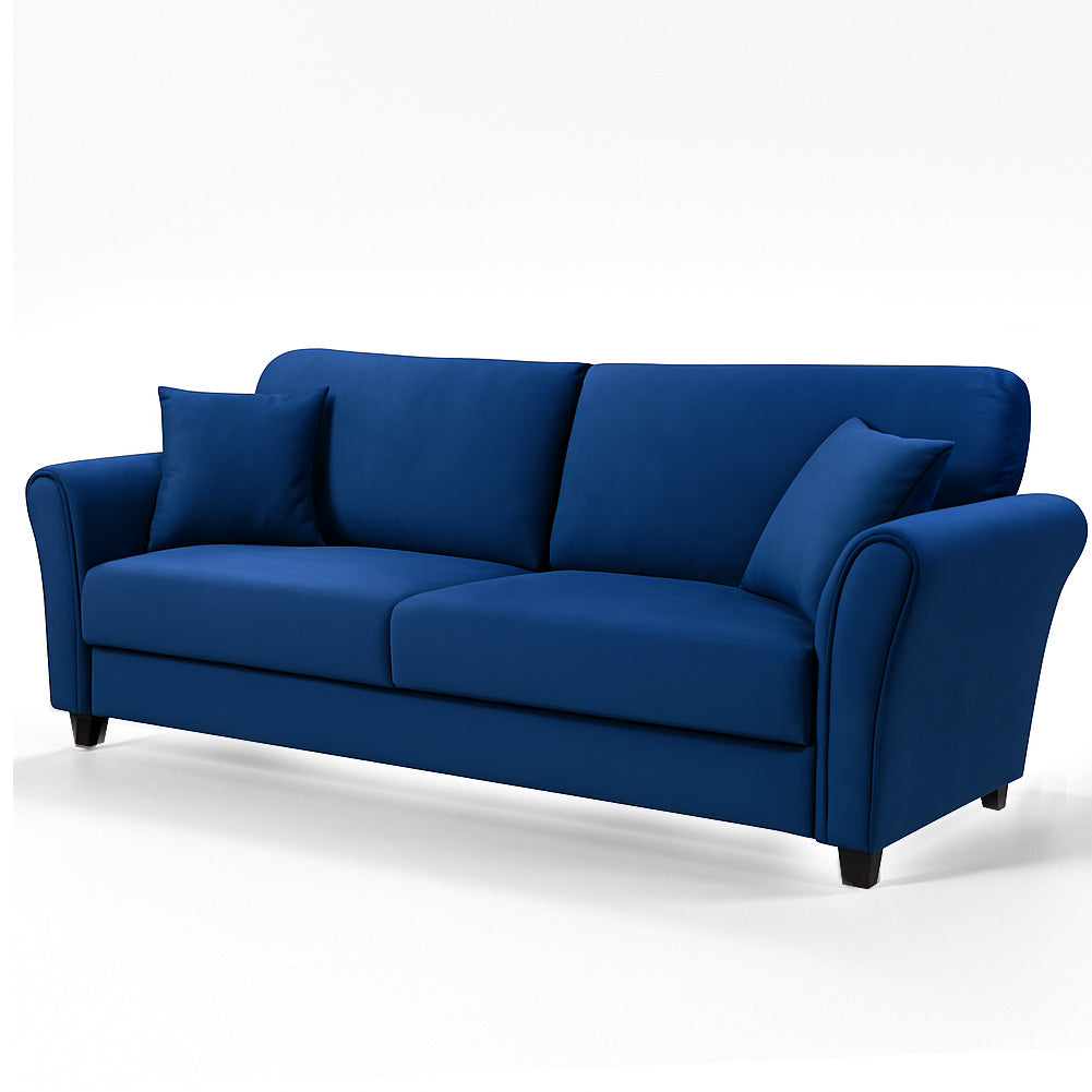 Divano 3 Posti con Rivestimento in Velluto Blu Premium Sofa Relax 212x75x87 cm