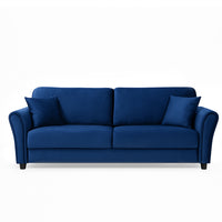 Divano 3 Posti con Rivestimento in Velluto Blu Premium Sofa Relax 212x75x87 cm