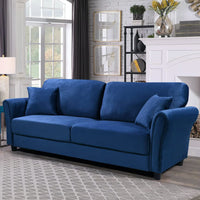 Divano 3 Posti con Rivestimento in Velluto Blu Premium Sofa Relax 212x75x87 cm