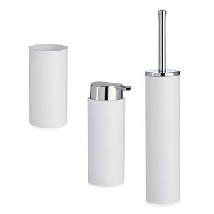 kit Accessori Bagno 3 pezzi Plastica Abs Bianco Silver Design Moderno Resistente