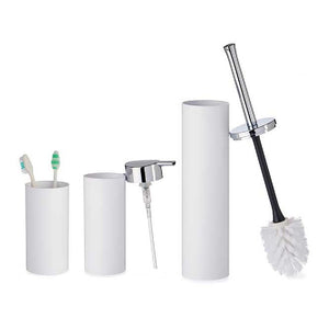 kit Accessori Bagno 3 pezzi Plastica Abs Bianco Silver Design Moderno Resistente