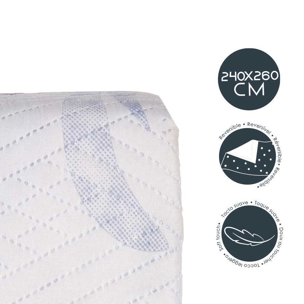 Trapuntino Letto Matrimoniale 240x260 cm Reversibile Bianco Viola Moderno