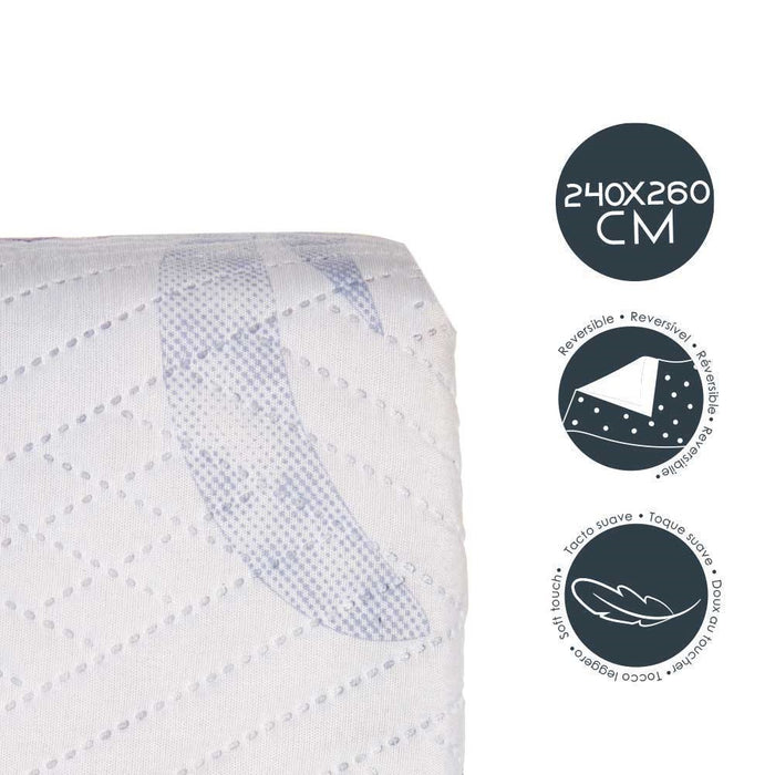 Trapuntino Letto Matrimoniale 240x260 cm Reversibile Bianco Viola Moderno