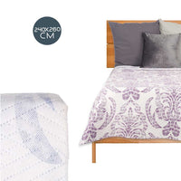 Trapuntino Letto Matrimoniale 240x260 cm Reversibile Bianco Viola Moderno