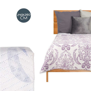 Trapuntino Letto Matrimoniale 240x260 cm Reversibile Bianco Viola Moderno