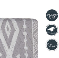 Trapuntino Letto Matrimoniale 240x260 cm Reversibile Bianco Grigio Moderno