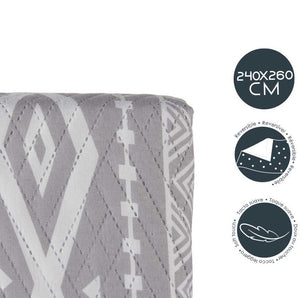 Trapuntino Letto Matrimoniale 240x260 cm Reversibile Bianco Grigio Moderno