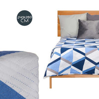 Trapuntino Letto Matrimoniale 240x260 cm Reversibile Bianco Azzurro Moderno