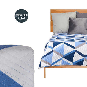 Trapuntino Letto Matrimoniale 240x260 cm Reversibile Bianco Azzurro Moderno