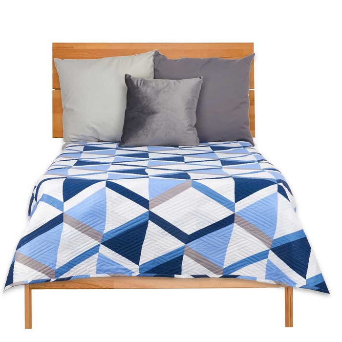 Trapuntino Letto Matrimoniale 240x260 cm Reversibile Bianco Azzurro Moderno