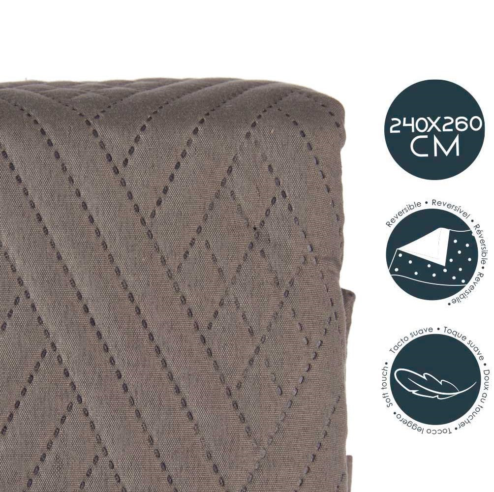 Trapuntino Letto Matrimoniale 240x260 cm Reversibile Grigio Blu Moderno