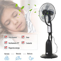 VENTILATORE OSCILLANTE CON NEBULIZZATORE 3 MODALITÀ E TIMER