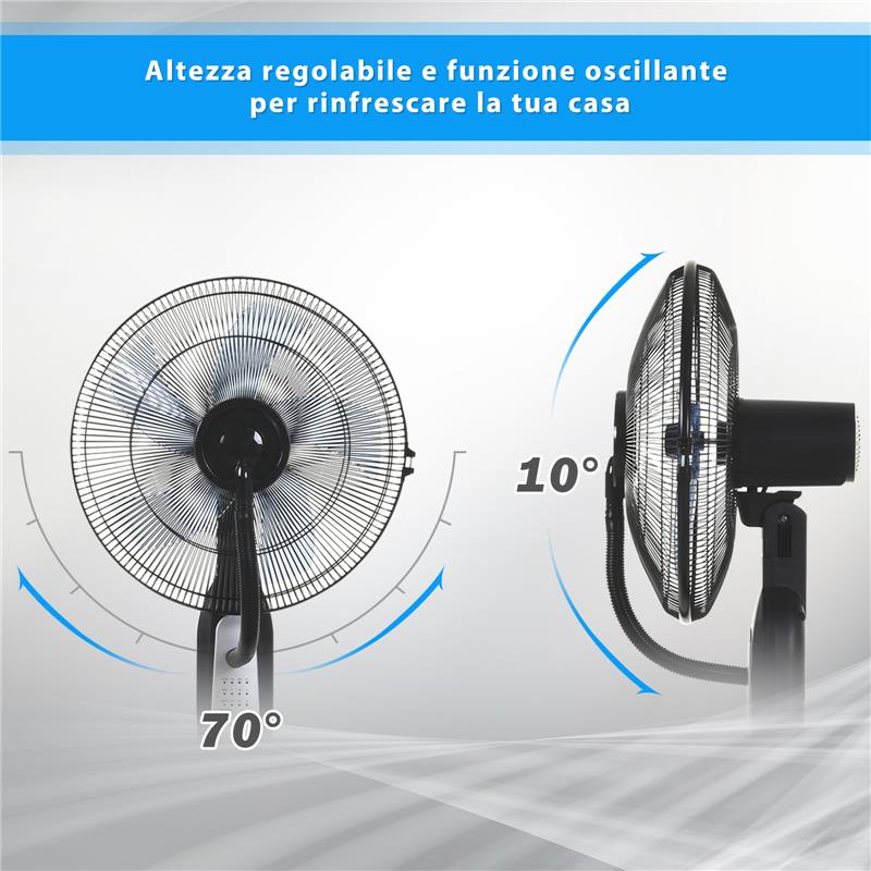 VENTILATORE OSCILLANTE CON NEBULIZZATORE 3 MODALITÀ E TIMER