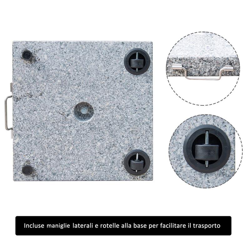 SUPPORTO BASE PER OMBRELLONE DA GIARDINO IN MARMO 29KG, 42X42X36CM