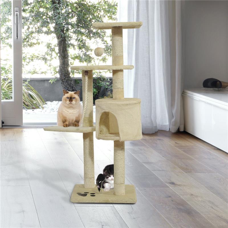 ALBERO TIRAGRAFFI PER GATTO BEIGE 75X40X112 CM