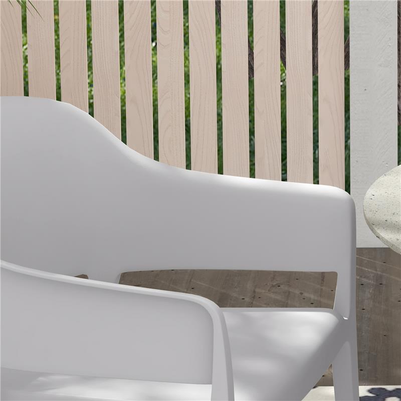 SET 4 SEDIE DA GIARDINO IN PLASTICA IMPILABILI CON BRACCIOLI E SCHIENALE ALTO IN PP, GRIGIO