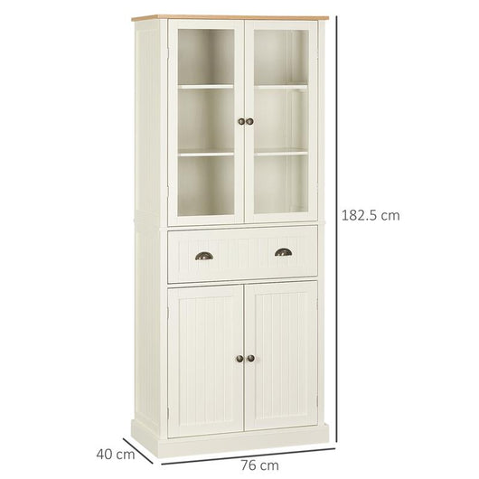 MOBILE DISPENSA A 5 LIVELLI CON CASSETTO CENTRALE IN MDF E TRUCIOLATO 76X40X182.5 CM BIANCO CREMA