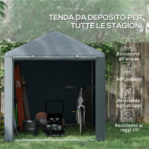 CAPANNO PORTA ATTREZZI E TENDA GARAGE PER BICI E MOTO CON COPERTURA ANTI-UV, 1.6X2M, GRIGIO SCURO