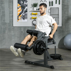 CALF MACHINE CON SCHIENALE E CUSCINETTI REGOLABILI IN ACCIAIO PLASTICA ED EVA 100X90X105 CM GRIGIO E NERO