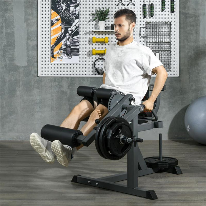 CALF MACHINE CON SCHIENALE E CUSCINETTI REGOLABILI IN ACCIAIO PLASTICA ED EVA 100X90X105 CM GRIGIO E NERO
