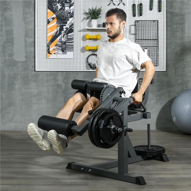 CALF MACHINE CON SCHIENALE E CUSCINETTI REGOLABILI IN ACCIAIO PLASTICA ED EVA 100X90X105 CM GRIGIO E NERO