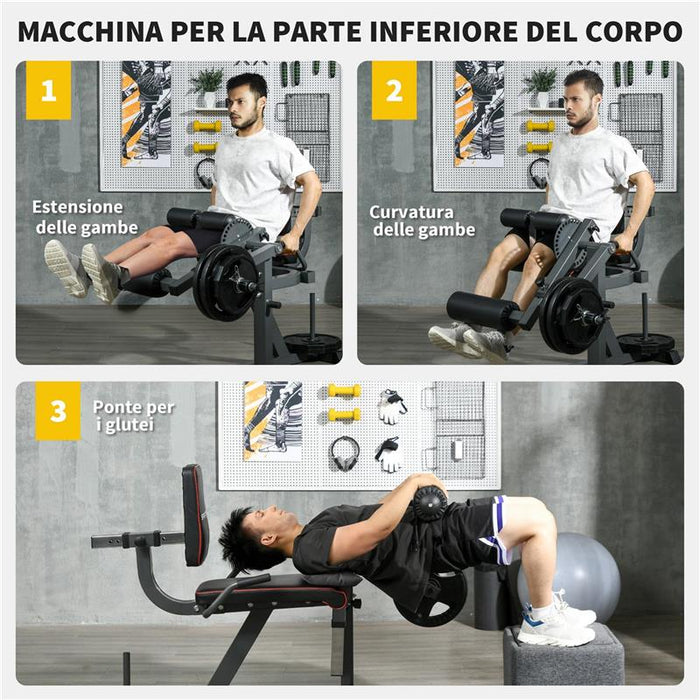 CALF MACHINE CON SCHIENALE E CUSCINETTI REGOLABILI IN ACCIAIO PLASTICA ED EVA 100X90X105 CM GRIGIO E NERO