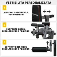 CALF MACHINE CON SCHIENALE E CUSCINETTI REGOLABILI IN ACCIAIO PLASTICA ED EVA 100X90X105 CM GRIGIO E NERO
