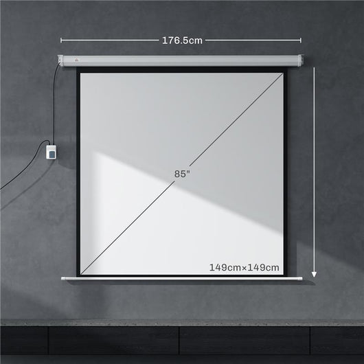 TELO PROIETTORE MOTORIZZATO DA 85" CON TELECOMANDO, IN PLASTICA E METALLO 176.5X8X176.5 CM BIANCO