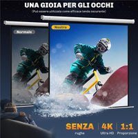 TELO PROIETTORE MOTORIZZATO DA 92 POLLICI CON TELECOMANDO IN PLASTICA E METALLO 189.5X8X189.5 CM BIANCO