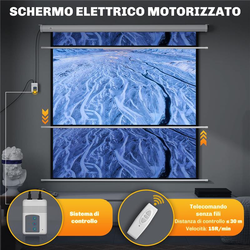 TELO PROIETTORE MOTORIZZATO DA 92 POLLICI CON TELECOMANDO IN PLASTICA E METALLO 189.5X8X189.5 CM BIANCO