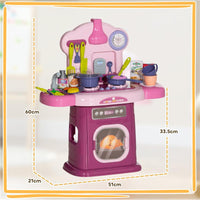 CUCINA GIOCATTOLO PER BAMBINI 3-6 ANNI CON 38 ACCESSORI E SUONI REALISTICI IN PP E ABS 51X21X60 CM ROSA