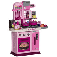 CUCINA GIOCATTOLO PER BAMBINI DA 33 PEZZI CON LUCI SUONI E RUBINETTO IN PP E ABS 53X22X69 CM ROSA