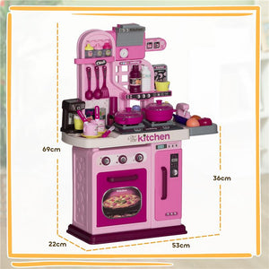 CUCINA GIOCATTOLO PER BAMBINI DA 33 PEZZI CON LUCI SUONI E RUBINETTO IN PP E ABS 53X22X69 CM ROSA