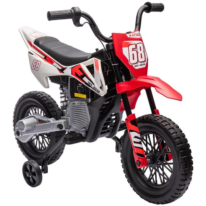 MOTO ELETTRICA PER BAMBINI CON ROTELLE E INDICATORE DI CARICA IN PP E METALLO 107X56X70 CM ROSSO