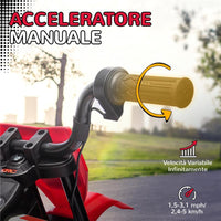 MOTO ELETTRICA PER BAMBINI CON ROTELLE E INDICATORE DI CARICA IN PP E METALLO 107X56X70 CM ROSSO