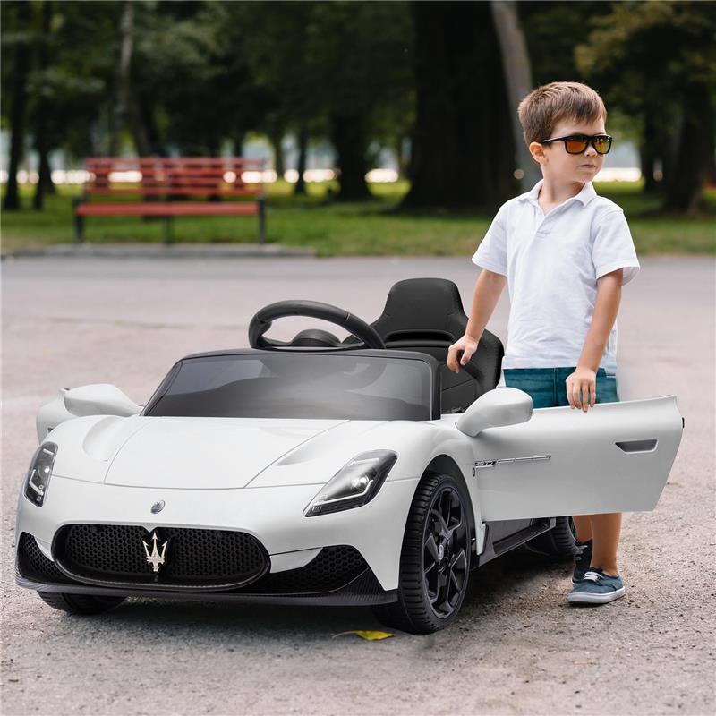MACCHINA PER BAMBINI MASERATI MC20 GUIDA MANUALE TELECOMANDO E FARI LED ETÀ 3-6 ANNI BIANCO